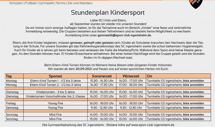 Stundeplan Kinderturnen