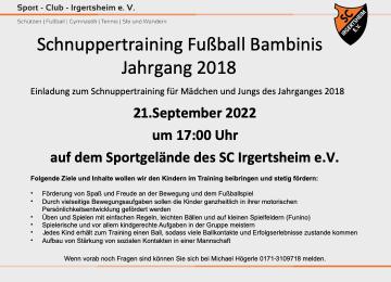 Schnuppertraining Fußballkids Jahrgang 2018